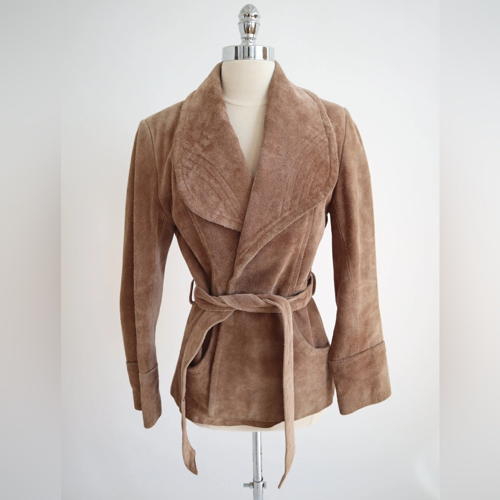 Suede short tie jacket